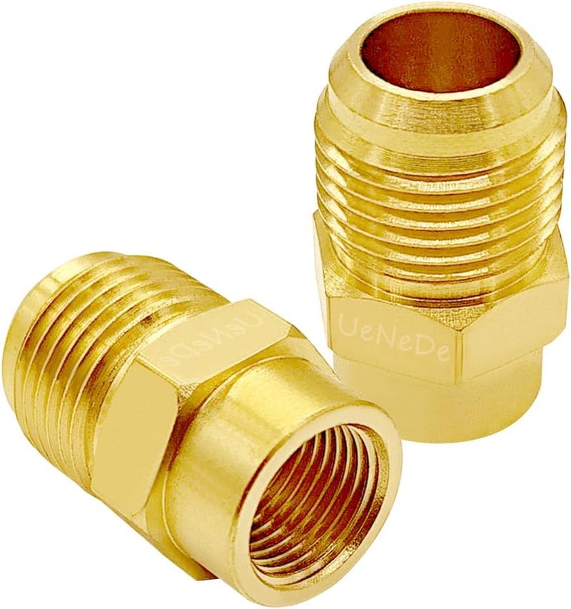 Uenede 2PCS Brass Coupler 3/8" Flare Female to 5/8" Flare Male Tube Gas Adapter Nipples Pipe Fittings Hose Connectors - Image 1